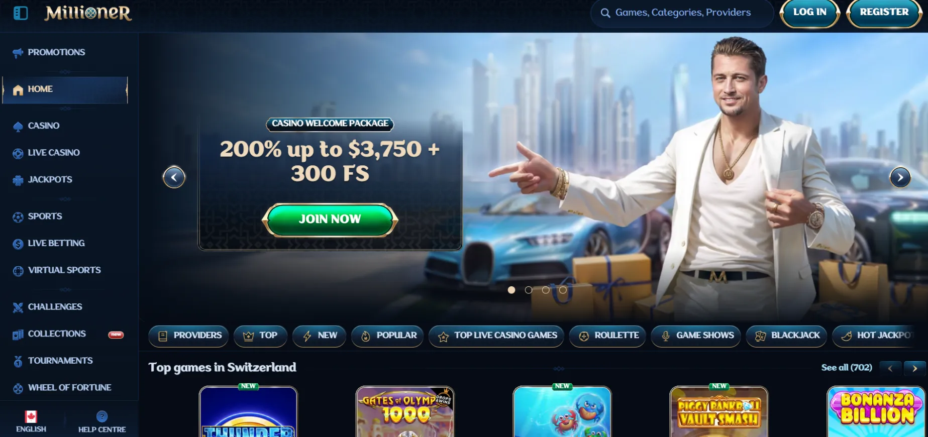 Millioner Casino Screen